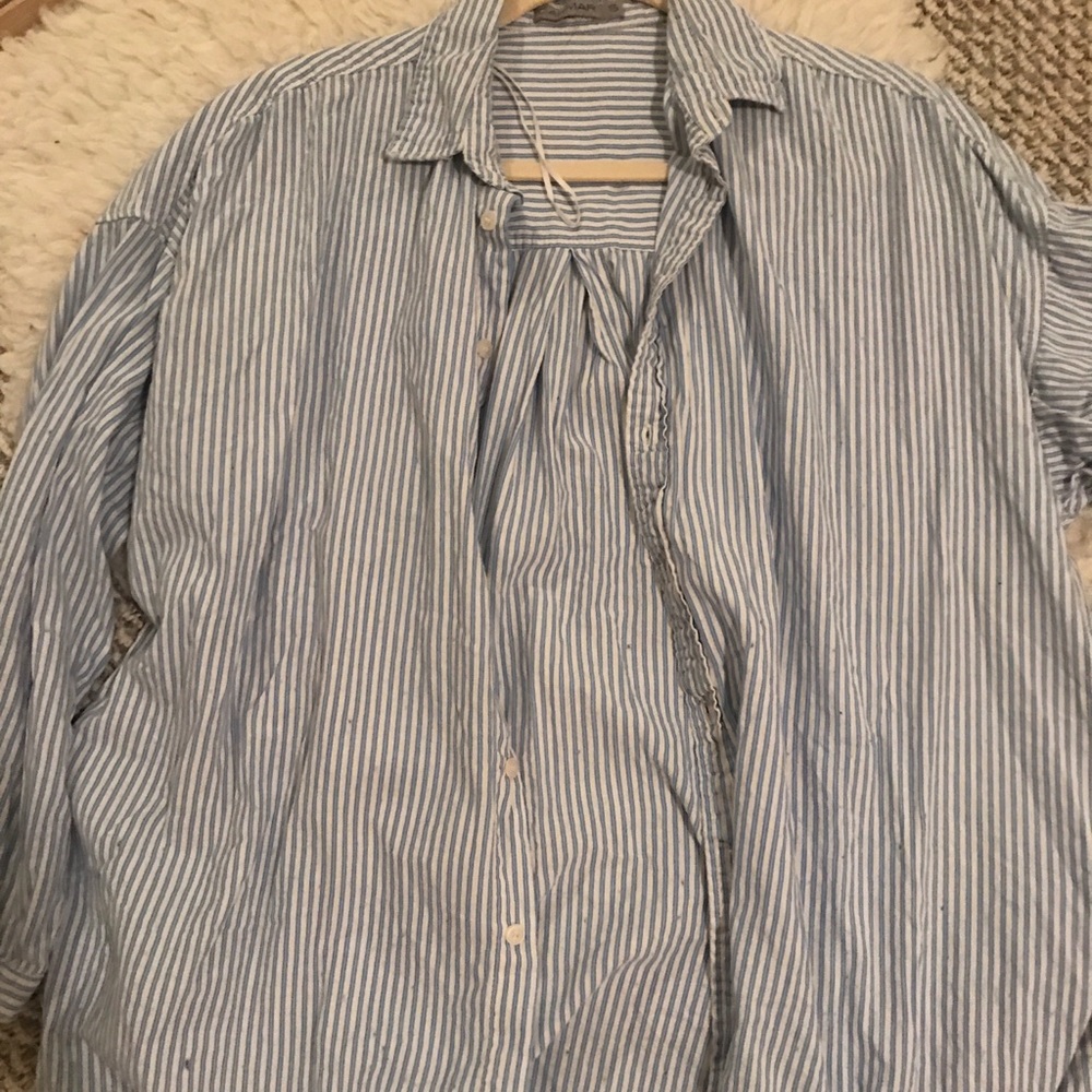 LF blue and white button down shirt